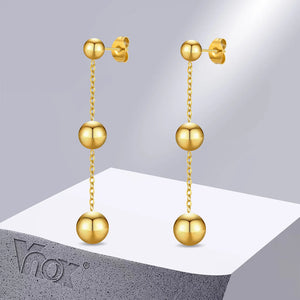 Lucky Beads Earrings for Women, Stainless Steel Dangle Earrings