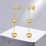Lucky Beads Earrings for Women, Stainless Steel Dangle Earrings