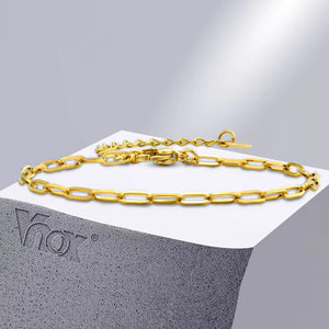 18K Stainless Steel Rectangle Chain Bracelet for Women