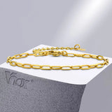 18K Stainless Steel Rectangle Chain Bracelet for Women