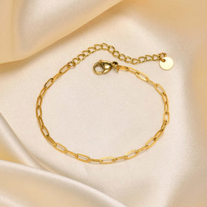 18K Stainless Steel Rectangle Chain Bracelet for Women