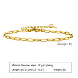 18K Stainless Steel Rectangle Chain Bracelet for Women
