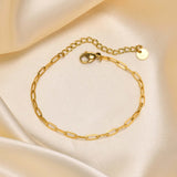 18K Stainless Steel Rectangle Chain Bracelet for Women
