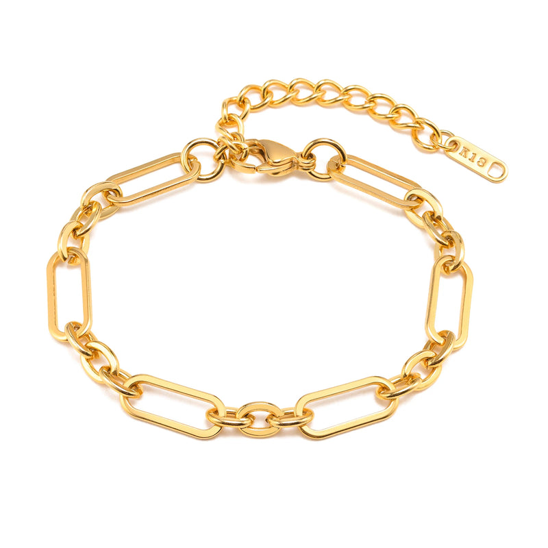 Stainless Steel Paperclip Link Bracelet Women Stamp