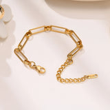 Stainless Steel Paperclip Link Bracelet Women Stamp