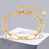 Stainless Steel Paperclip Link Bracelet Women Stamp