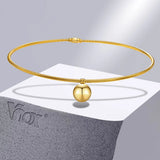 Snake Chain Choker Necklace Women Girls Charm Collar Stainless Steel Beads