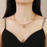 Snake Chain Choker Necklace Women Girls Charm Collar Stainless Steel Beads