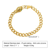 Snake Head Charm Bracelet for Women, Stainless Steel Cuban Chain Jewelry