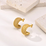 Geometric Stainless Steel Hoop Earrings, Anti-Allergy C Shape Ear Jewelry