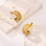 Geometric Stainless Steel Hoop Earrings, Anti-Allergy C Shape Ear Jewelry