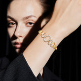 Stainless Steel Women Cuff Bracelet with Oval Round Charm