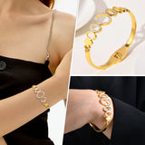 Stainless Steel Women Cuff Bracelet with Oval Round Charm