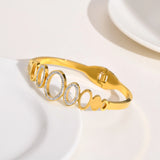Stainless Steel Women Cuff Bracelet with Oval Round Charm