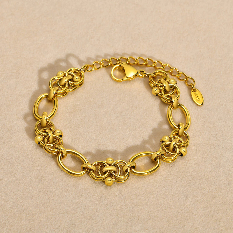 Women Link Chain Bracelet, Waterproof Stainless Steel Wristband