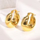 Chunky Round Hoop Earrings Stainless Steel for Women