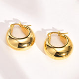 Chunky Round Hoop Earrings Stainless Steel for Women