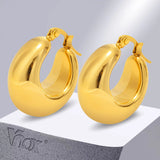 Chunky Round Hoop Earrings Stainless Steel for Women