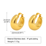 Chunky Round Hoop Earrings Stainless Steel for Women