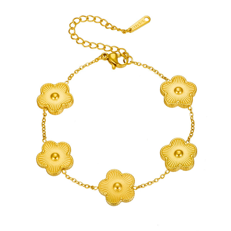 Classic Flower Charm Bracelet for Women, Cable Chain Wristband Jewelry