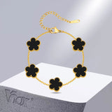 Classic Flower Charm Bracelet for Women, Cable Chain Wristband Jewelry