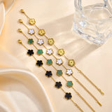 Classic Flower Charm Bracelet for Women, Cable Chain Wristband Jewelry
