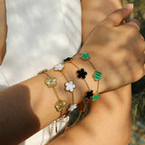 Classic Flower Charm Bracelet for Women, Cable Chain Wristband Jewelry