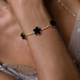 Classic Flower Charm Bracelet for Women, Cable Chain Wristband Jewelry