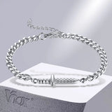 Stainless Steel Cuban Chain Bracelet, Punk Rock Sword Wristband