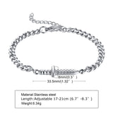 Stainless Steel Cuban Chain Bracelet, Punk Rock Sword Wristband