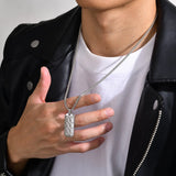 Stainless Steel Geometric Bar Pendant Collar, Punk Stylish for Him