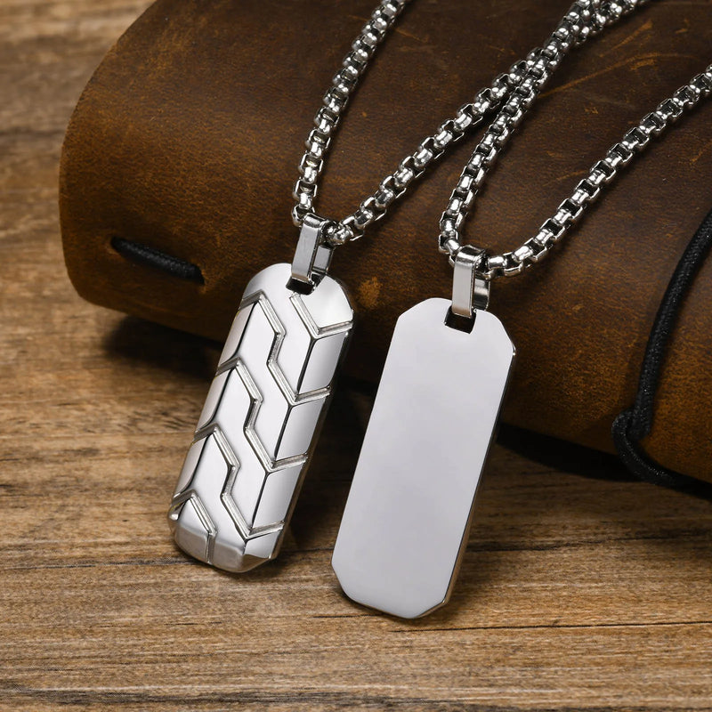 Stainless Steel Geometric Bar Pendant Collar, Punk Stylish for Him