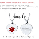 Heart Shape Medical Alert Pendant Necklace Women 20 Chain