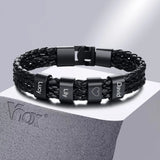 Family Names Bracelet for Men, Name Bead Leather Bangle, Love Gift