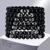 Personalized Initials Beads Bracelets, Alphabet Bangle, Custom Name Bracelet