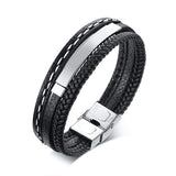 Personalized Engrave Leather Bracelet with ID Bangle