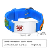 Kids Medical Bracelet, Pink Butterfly Dinosaur Band