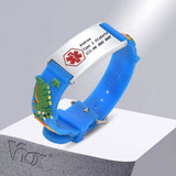 Kids Medical Bracelet, Pink Butterfly Dinosaur Band