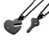 Customized Heart Puzzle Couple Necklaces with Birthstones