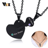 Customized Heart Puzzle Couple Necklaces with Birthstones