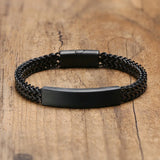Personalized Men's ID Bracelet, Stainless Steel Foxtail Chain, Dad Husband Gift