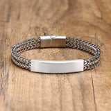 Personalized Men's ID Bracelet, Stainless Steel Foxtail Chain, Dad Husband Gift