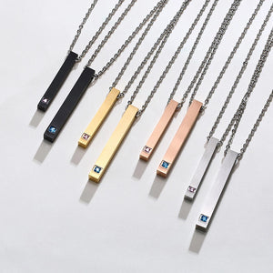 Personalized Bar Pendant Couple Necklaces - Engraved Names - Anniversary Gift