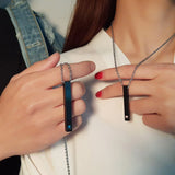 Personalized Bar Pendant Couple Necklaces - Engraved Names - Anniversary Gift