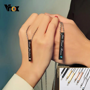 Personalized Bar Pendant Couple Necklaces - Engraved Names - Anniversary Gift