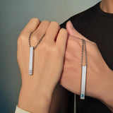 Personalized Bar Pendant Couple Necklaces - Engraved Names - Anniversary Gift