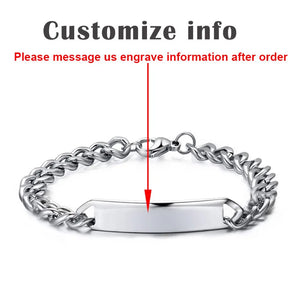 Personalized Stainless Steel ID Bar Bracelet for Men