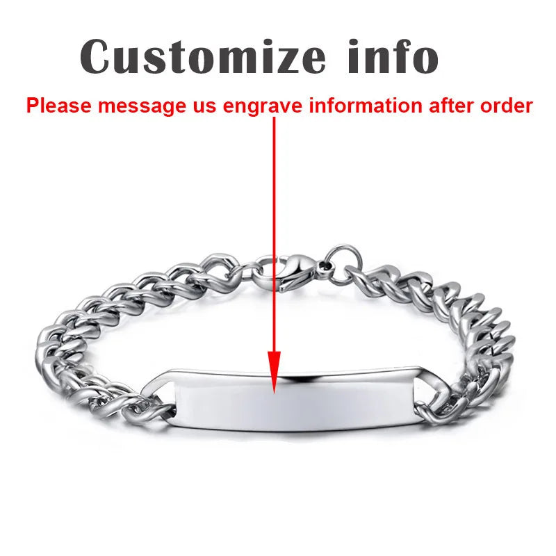 Personalized Stainless Steel ID Bar Bracelet for Men