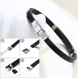 Custom Men's Slim Leather Bangle with Audio Code Name Engraving
