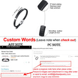 Custom Men's Slim Leather Bangle with Audio Code Name Engraving